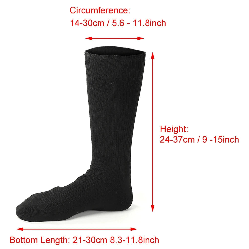 Black sock with measurements indicated on a white background